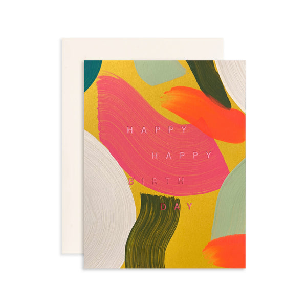 Moglea Gem Birthday greeting card with colorful gemstone design and elegant typography on white background