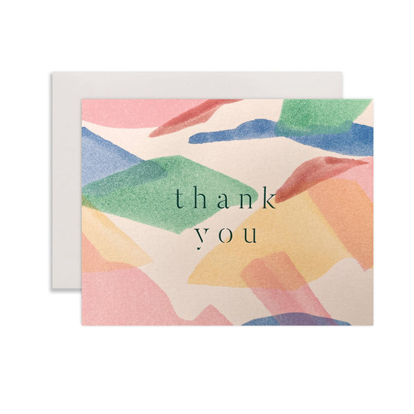 Moglea Sorbet Thank You card featuring a colorful, artistic design with handwritten thank you message on high-quality paper.