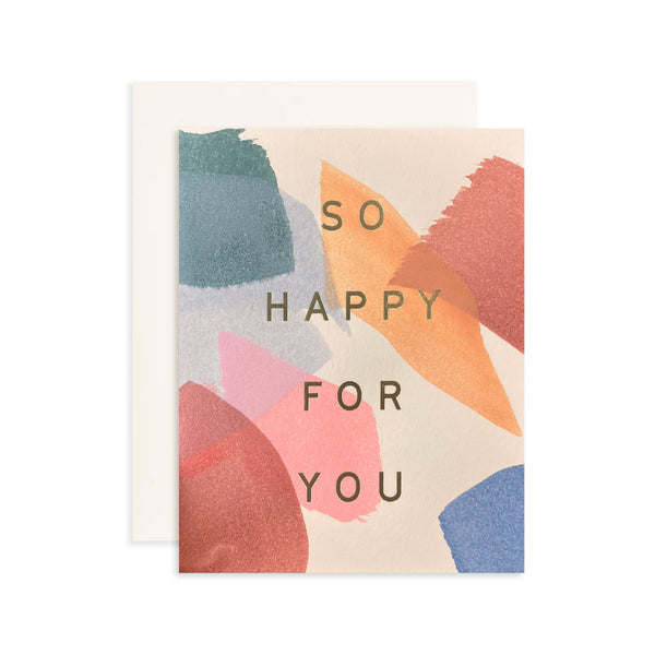 Moglea Opaline Happy greeting card featuring colorful, abstract floral design on high-quality cardstock.