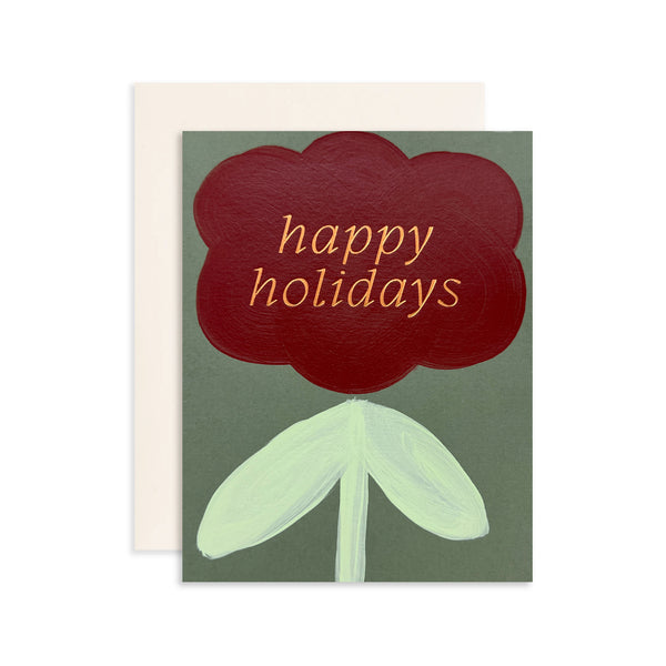 Moglea Flower Holiday greeting card featuring a colorful floral design on a white background.
