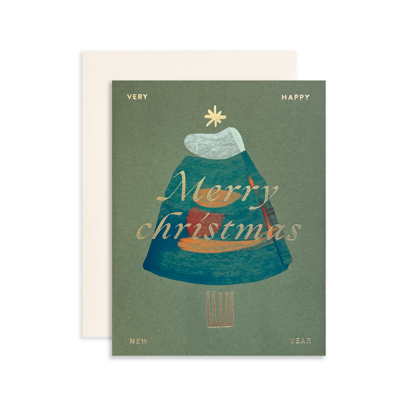 Moglea Merry Tree greeting card featuring a festive Christmas design with a decorated tree, ideal for holiday greetings.
