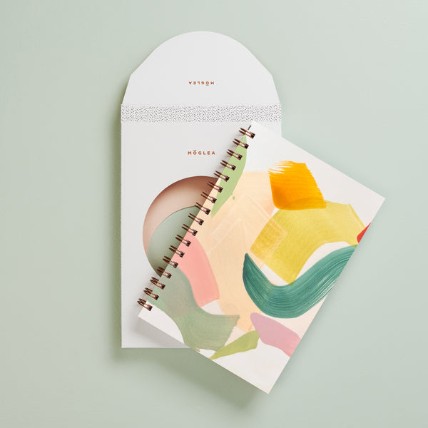 Moglea Calypso Notebook with patterned cover and lined pages, perfect for writing and note-taking.